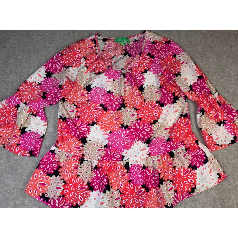Women's Pink Polyester Pappagallo Bell Sleeve Blouse Top‎ size M
